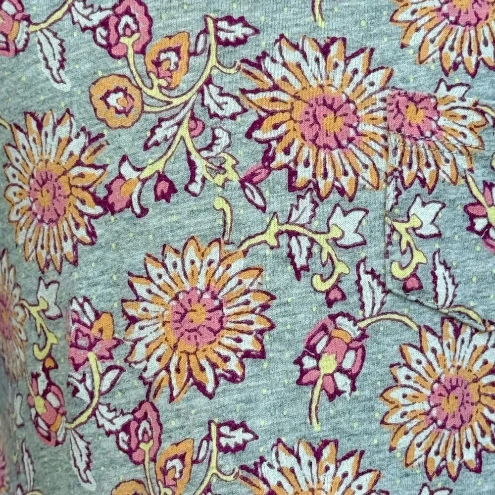 Gap Kids Girls Short Sleeve Gray Floral Print Lightweight Pocket Dress. XS. 4-5.